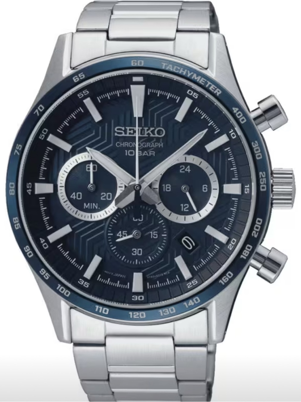 Seiko SSB445P1 Men's Chronograph Watch, Blue Dial, Stainless Steel